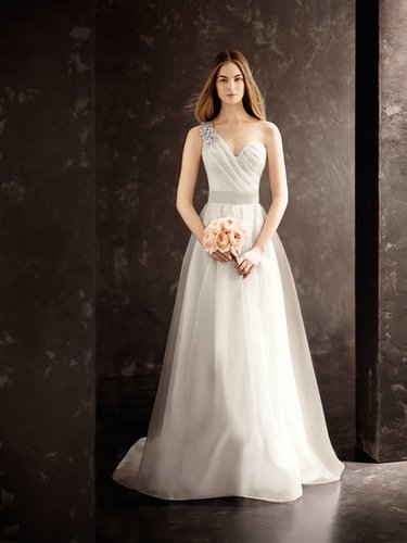 One Shoulder Draped Corset Garza Gown ($828)
Photo courtesy of White by Vera Wang
One Shoulder Draped Corset Garza Gown ($828)
Photo courtesy of White by Vera Wang