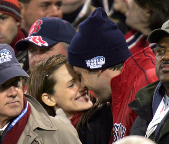 Ben Affleck and Jennifer Garner nuzzled in the stands at the October 2004 World Series during their first public appearance.
Ben Affleck and Jennifer Garner nuzzled in the stands at the October 2004 World Series during their first public appearance.