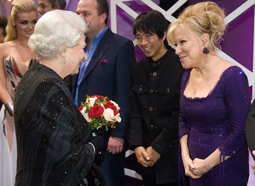 Queen Elizabeth and Bette Midler made each other's acquaintance after the Royal Variety Performance in December 2009 in Blackpool, England.
Queen Elizabeth and Bette Midler made each other's acquaintance after the Royal Variety Performance in December 2009 in Blackpool, England.