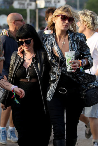 Glastonbury superstar Kate Moss has her festival look perfected by now — a simple black tank and skinny jeans were topped by a standout blazer that looked part fashion, part rock.
Glastonbury superstar Kate Moss has her festival look perfected by now — a simple black tank and skinny jeans were topped by a standout blazer that looked part fashion, part rock.