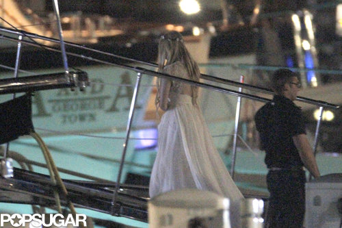 Avril Lavigne boarded a yacht in a flowing dress.
Avril Lavigne boarded a yacht in a flowing dress.