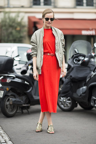 Make sure bold red really stands out by pairing it with soft neutrals, like this red dress accented with beige.
Make sure bold red really stands out by pairing it with soft neutrals, like this red dress accented with beige.
