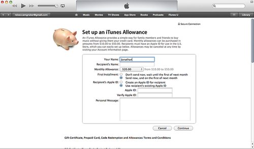 Create an iTunes Allowance Create an iTunes Allowance