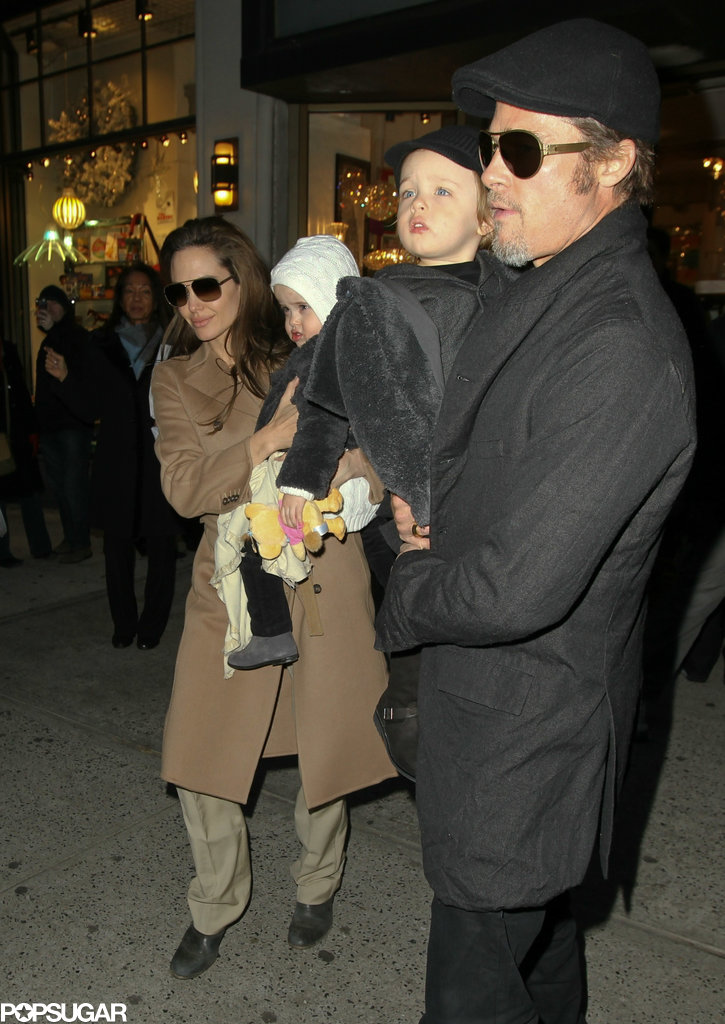 Brad Pitt and Angelina Jolie brought Knox Jolie-Pitt and Vivienne Jolie-Pitt to NYC in December 2010.
Brad Pitt and Angelina Jolie brought Knox Jolie-Pitt and Vivienne Jolie-Pitt to NYC in December 2010.