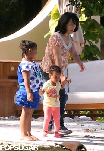 Blue Ivy Carter walked around by the pool.
Blue Ivy Carter walked around by the pool.