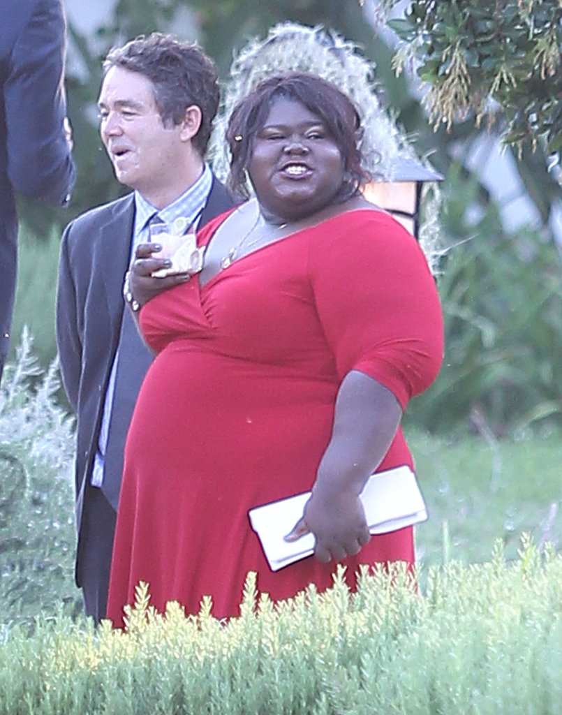 Gabourey Sidibe wore a red dress to Jimmy Kimmel's July 2013 wedding.
Gabourey Sidibe wore a red dress to Jimmy Kimmel's July 2013 wedding.
