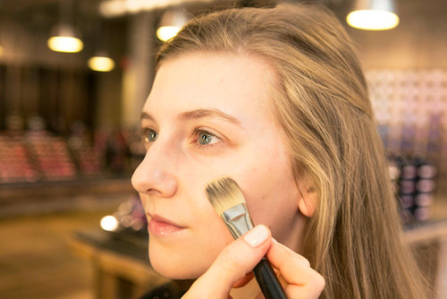 Next apply a longwear foundation to even out your skin tone. Bettelli is a fan of Matchmaster Foundation ($33) for its matte finish and ability to match your skin for a natural look.
Next apply a longwear foundation to even out your skin tone. Bettelli is a fan of Matchmaster Foundation ($33) for its matte finish and ability to match your skin for a natural look.