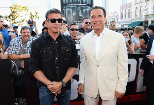 Sylvester Stallone and Arnold Schwarzenegger posed together at the premiere of Escape Plan as part of Comic-Con in San Diego.
Sylvester Stallone and Arnold Schwarzenegger posed together at the premiere of Escape Plan as part of Comic-Con in San Diego.
