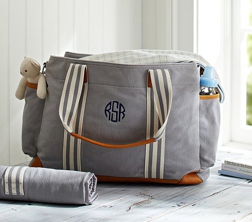PotteryBarn Kids Gray Classic Diaper Bag PotteryBarn Kids Gray Classic Diaper Bag