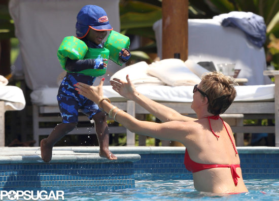 Charlize Theron and Jackson splashed around in a pool.
Charlize Theron and Jackson splashed around in a pool.