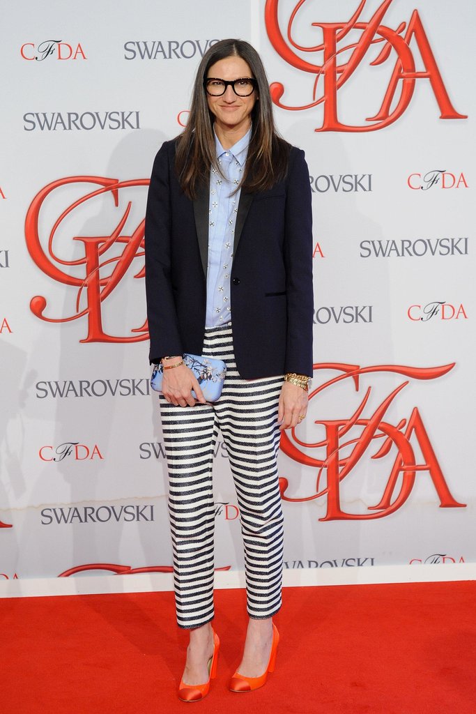 The trusty boyfriend jeans get subbed out for something more tailored, like these horizontally striped pants.
The trusty boyfriend jeans get subbed out for something more tailored, like these horizontally striped pants.