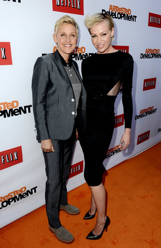 Ellen DeGeneres showed support for Portia de Rossi in April 2013 when she attended the premiere of Arrested Development.
Ellen DeGeneres showed support for Portia de Rossi in April 2013 when she attended the premiere of Arrested Development.