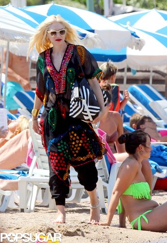Gwen Stefani wore a colorful caftan on the beach in the South of France.
Gwen Stefani wore a colorful caftan on the beach in the South of France.