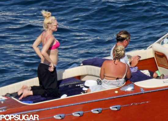 Gwen Stefani wore a pink bikini top in the South of France.
Gwen Stefani wore a pink bikini top in the South of France.