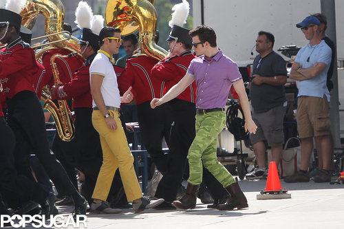 Chris Colfer and Darren Criss performed on the set of Glee.
Chris Colfer and Darren Criss performed on the set of Glee.