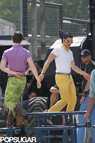 Chris Colfer and Darren Criss performed a routine together on the set of Glee.
Chris Colfer and Darren Criss performed a routine together on the set of Glee.
