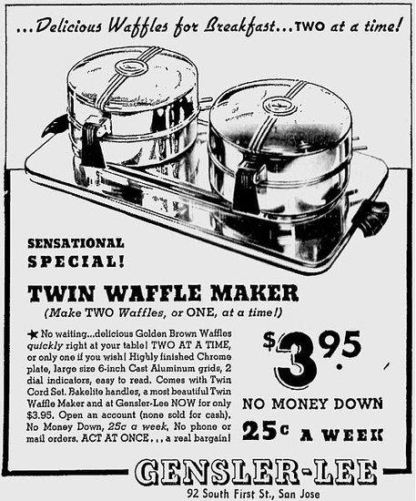 Safe to say waffle makers don't look too different nowadays compared to this 1941 ad.
Safe to say waffle makers don't look too different nowadays compared to this 1941 ad.