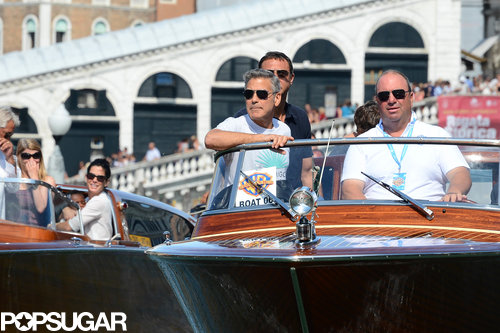 George Clooney and Sandra Bullock took boats to the Venice Film Festival.
George Clooney and Sandra Bullock took boats to the Venice Film Festival.