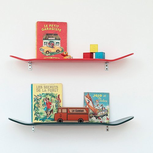 How fun! Your little skater will get a kick out of this small but stylish Leçons de Choses red wooden skateboard shelf ($106).
How fun! Your little skater will get a kick out of this small but stylish Leçons de Choses red wooden skateboard shelf ($106).