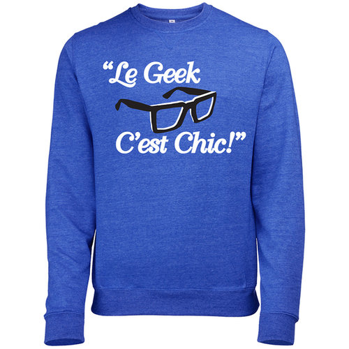 Show off your geeky side with French flair in a "Le Geek C'est Chic!" sweatshirt ($31).
Show off your geeky side with French flair in a "Le Geek C'est Chic!" sweatshirt ($31).