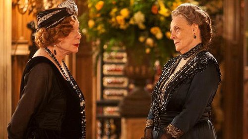 The addition of Cora's mother, Martha Levinson, to the cast in season three created a clash of sorts. The Dowager Countess of Grantham represents the classic Edwardian age (think: Gibson Girls), while the visiting matriarch embraces a more nontraditional persona (think: Louise Brooks). As you can see, Martha (left) doesn't shy away from loads of accessories and a bit of lip rouge.
Source: ITV
The addition of Cora's mother, Martha Levinson, to the cast in season three created a clash of sorts. The Dowager Countess of Grantham represents the classic Edwardian age (think: Gibson Girls), while the visiting matriarch embraces a more nontraditional persona (think: Louise Brooks). As you can see, Martha (left) doesn't shy away from loads of accessories and a bit of lip rouge.
Source: ITV