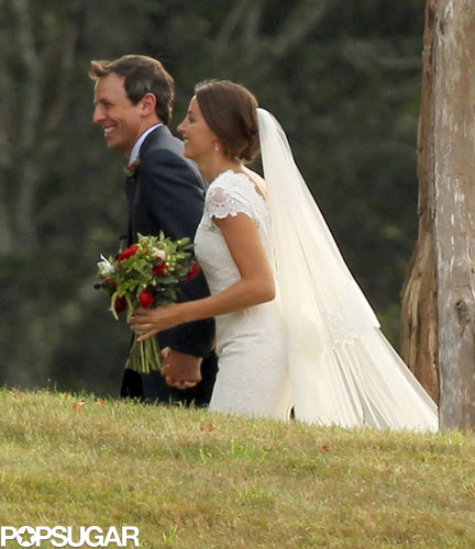 Seth Meyers and his longtime girlfriend, Alexi Ashe, made it official during an intimate Martha's Vineyard ceremony in September 2013.
Seth Meyers and his longtime girlfriend, Alexi Ashe, made it official during an intimate Martha's Vineyard ceremony in September 2013.