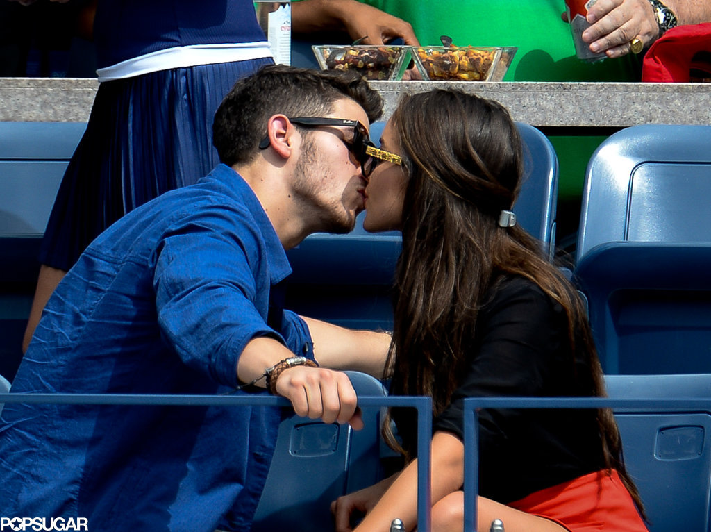 Nick Jonas gave his girlfriend a kiss in the stands.
Nick Jonas gave his girlfriend a kiss in the stands.