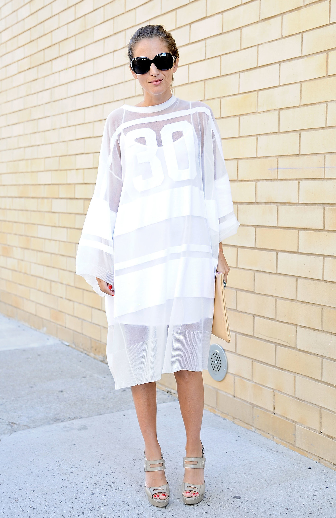 This jersey is more ethereal than sporty in a sheer white finish. 
