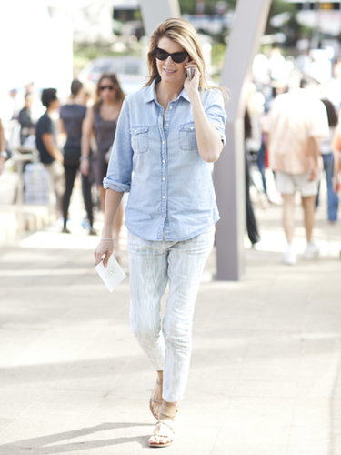 Printed denim, a chambray button-down — and yes, flats at Fashion Week.
Printed denim, a chambray button-down — and yes, flats at Fashion Week.