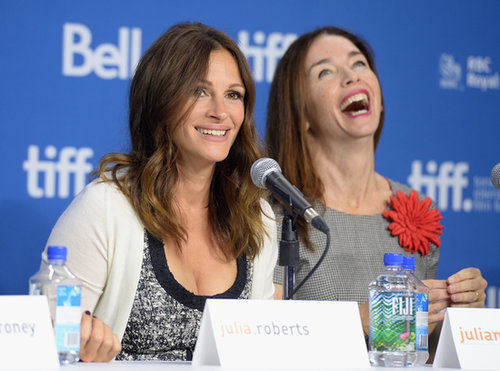 Julia Roberts had Julianne Nicholson cracking up at the August: Osage County press conference.
Julia Roberts had Julianne Nicholson cracking up at the August: Osage County press conference.