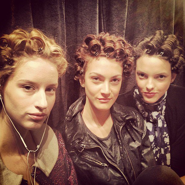 Pin curls were the secret to the voluminous '70s hair on the Jenny Packham runway.
Pin curls were the secret to the voluminous '70s hair on the Jenny Packham runway.