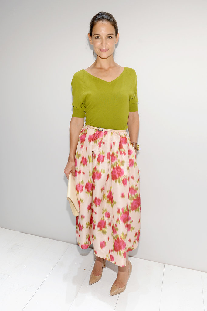 Katie Holmes was unmistakably feminine in a floral midi skirt at the Michael Kors Spring 2014 show.
Katie Holmes was unmistakably feminine in a floral midi skirt at the Michael Kors Spring 2014 show.