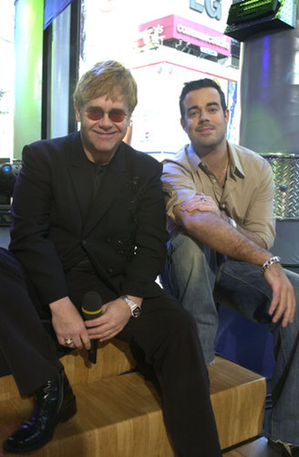 Elton John visited the show in 2001, chatting with Carson Daly at TRL's NYC studio.
Elton John visited the show in 2001, chatting with Carson Daly at TRL's NYC studio.