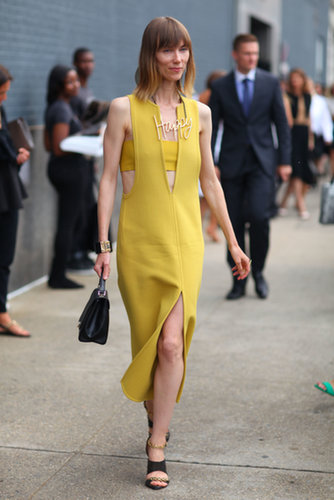 Anya Ziourova made us happy in her sunny yellow dress.
Anya Ziourova made us happy in her sunny yellow dress.