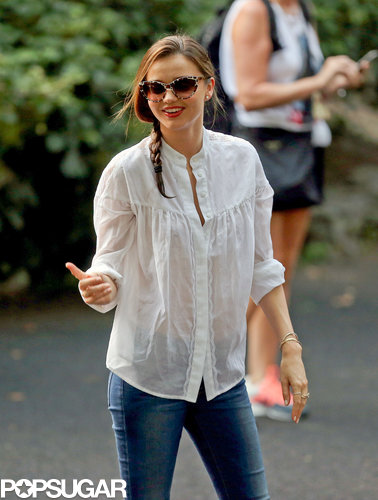 Miranda Kerr gave a smile at the park.
Miranda Kerr gave a smile at the park.