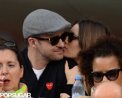 Justin Timberlake stole a kiss from Jessica Biel in the stands of the US Open.
Justin Timberlake stole a kiss from Jessica Biel in the stands of the US Open.