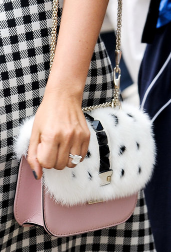 Texture meets a pretty pale pink on this Valentino bag.
Texture meets a pretty pale pink on this Valentino bag.