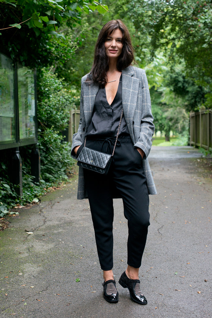 Her play on the classics was spot on with a checked coat, studded brogues, and a little Chanel bag.
Her play on the classics was spot on with a checked coat, studded brogues, and a little Chanel bag.