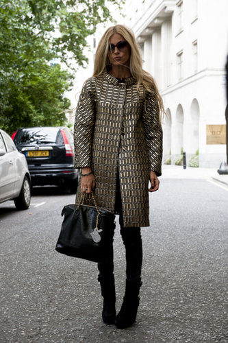 A metallic coat was the star of this look.
A metallic coat was the star of this look.