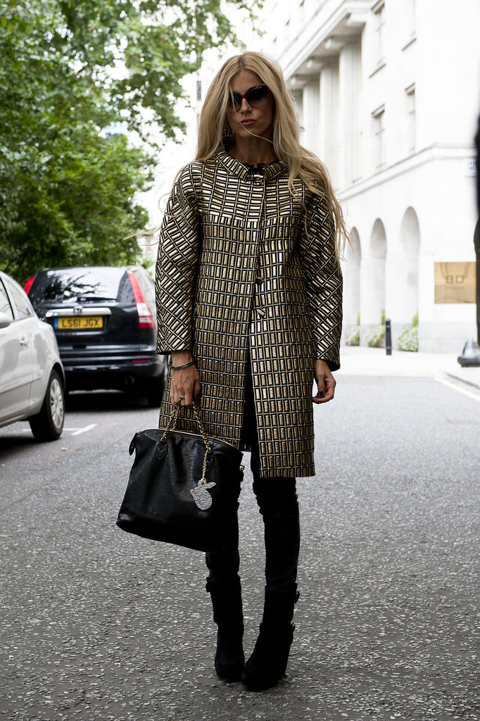 A metallic coat was the star of this look.
A metallic coat was the star of this look.