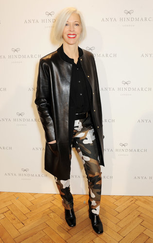 Linda Fargo was at her edgiest in a sleek black leather coat at the Anya Hindmarch runway show.
Linda Fargo was at her edgiest in a sleek black leather coat at the Anya Hindmarch runway show.