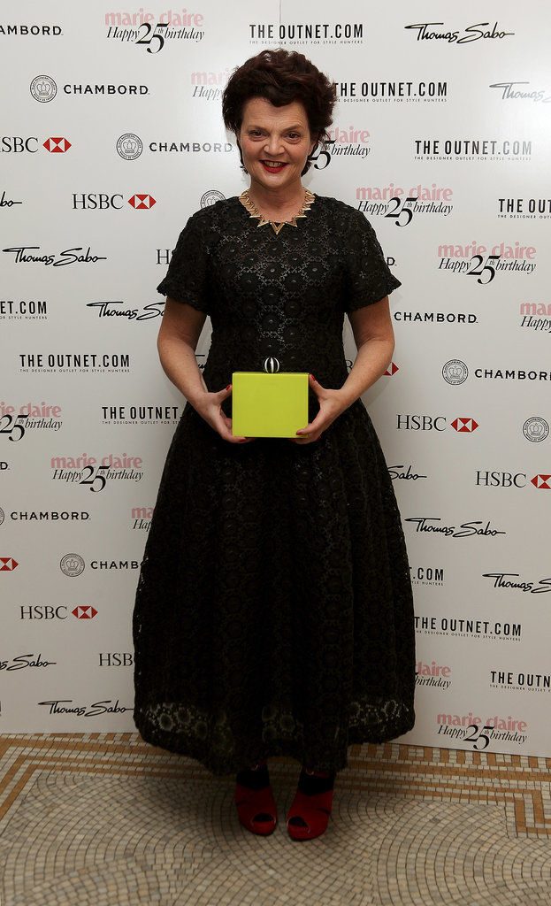 Lulu Guinness gave her clutch the spotlight at Marie Claire's birthday bash.
Lulu Guinness gave her clutch the spotlight at Marie Claire's birthday bash.