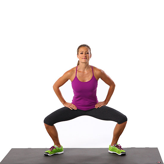 Pulsing Plié Squat: 20 Pulse Up and 20 Back Pulsing Plié Squat: 20 Pulse Up and 20 Back