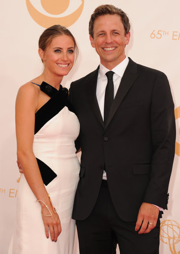 Seth Meyers and his wife, Alexi Ashe, stayed close on the Emmys red carpet.
Seth Meyers and his wife, Alexi Ashe, stayed close on the Emmys red carpet.