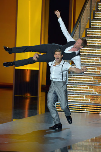 Neil Patrick Harris got a lift during his midshow performance.
Neil Patrick Harris got a lift during his midshow performance.
