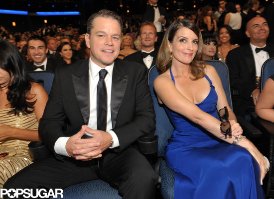 Tina Fey was happy to be seated next to Matt Damon.
Tina Fey was happy to be seated next to Matt Damon.