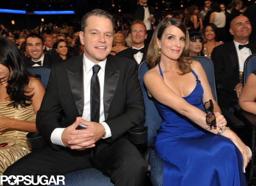Tina Fey was happy to be seated next to Matt Damon.
Tina Fey was happy to be seated next to Matt Damon.