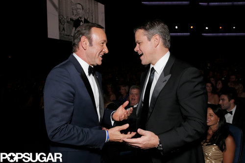 Kevin Spacey and Matt Damon chatted it up during the Emmys.
Kevin Spacey and Matt Damon chatted it up during the Emmys.