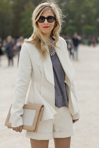 A chic shorts suit and edgy jewels.
A chic shorts suit and edgy jewels.