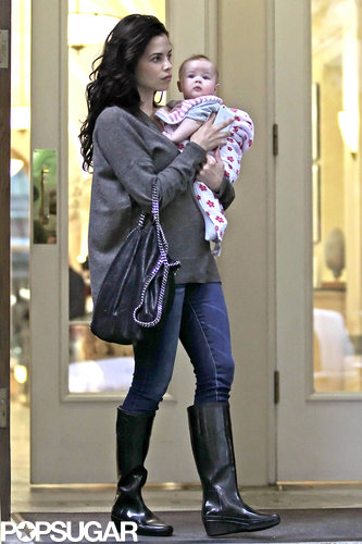 Jenna Dewan cradled baby Everly during a downtown outing.
Jenna Dewan cradled baby Everly during a downtown outing.